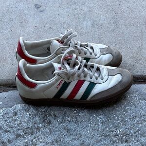 Adidas Samba Shoes with Red and Green Accents